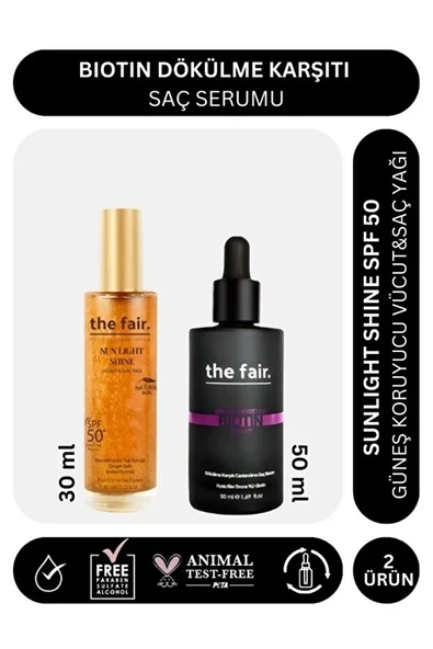 the fair. Biotin Dökülme Karşıtı 50 ml Saç Serumu ve Shine SPF 50 Güneş Koruyucu Saç Yağı 30 ml ürün görseli 1