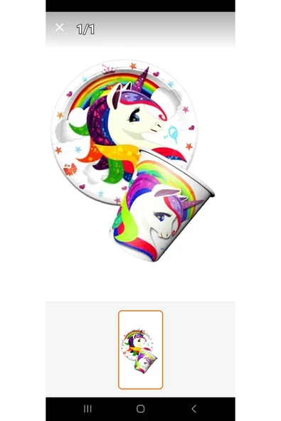 Unicorn Doğum Günü Seti -Tabak -Bardak -peçete -masa örtüsü-çatal bıçak ve balon seti 16 KİŞİLİK - 2