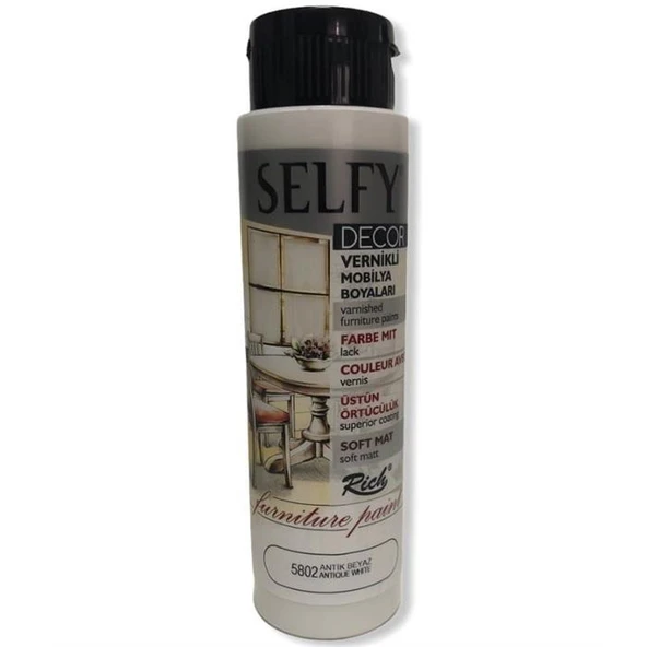 Rich Selfy Decor Vernikli Mobilya Boyası 500 cc Antik Beyaz