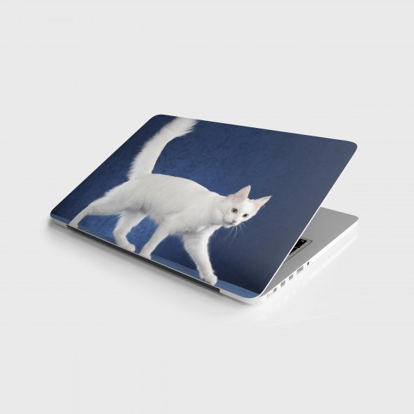Laptop Sticker Notebook Pc Kaplama Etiketi Beyaz Kedi