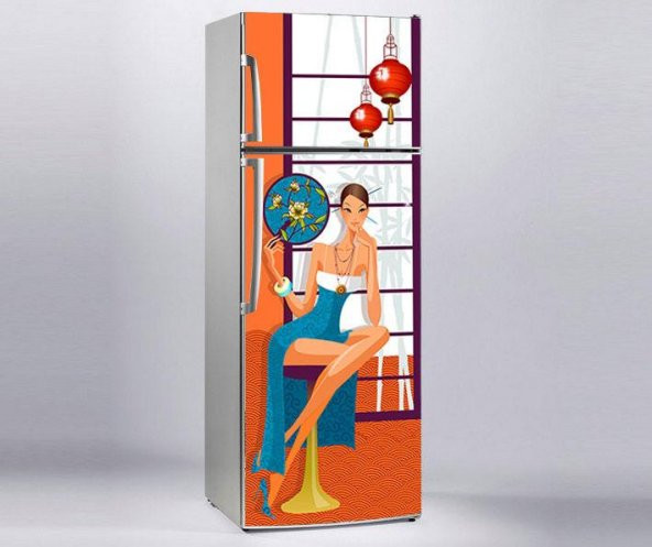Buzdolabı Sticker Kaplama Dolap Kaplama Etiketi Japon Kadın