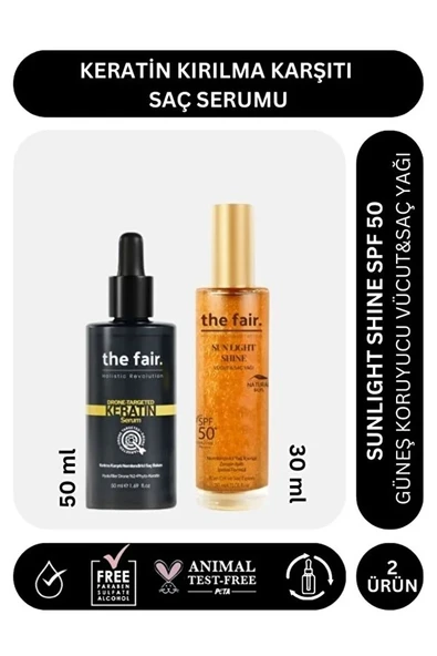 the fair. Keratin Kırılma Karşıtı Saç Serum 50 ml ve Shine SPF 50 Güneş Koruyucu Saç Yağı 30 ml ürün görseli 1