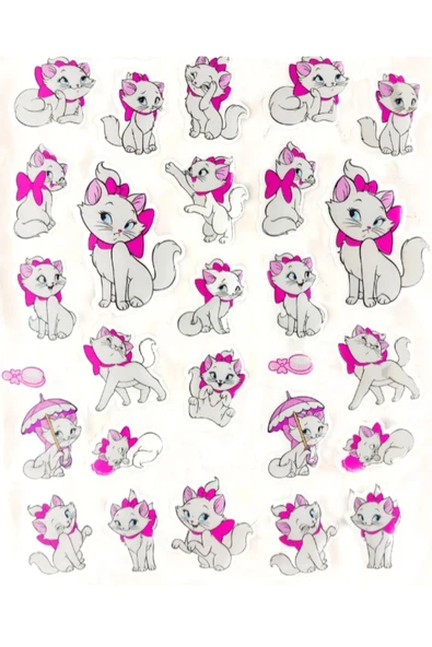 Sticker Kabartmalı A4 Boyutunda Stiker Defter, Planlayıcı Etiket  - Sevimli Kedi