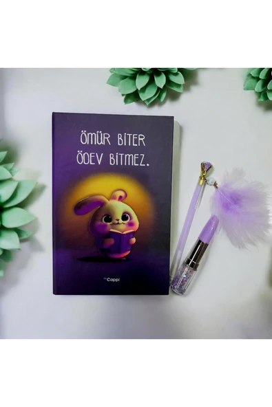 MOR yazılı sözlü sert kapak Hatıra Defteri Günlük Anı defteri taşlı tüylü kalem ve ruj kalem