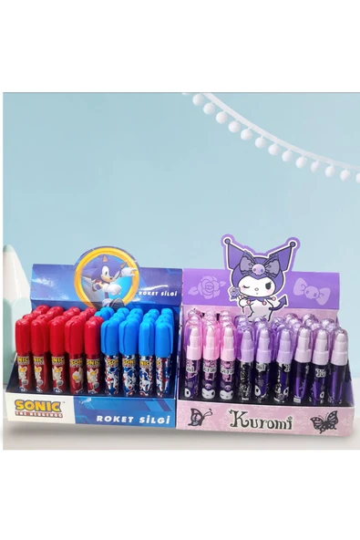 SONİC VE KUROMİ roket silgi seti -24 Lü Set Karne Hediyesi 12 Kız 12 Erkek sonic-kuromi