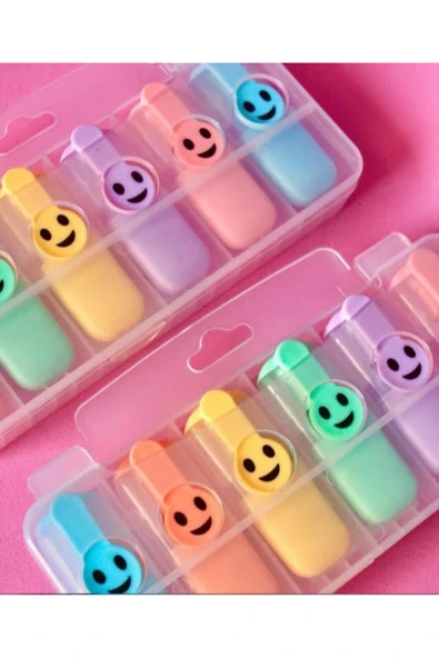 6 ?ı emoji fosforlu kalem seti