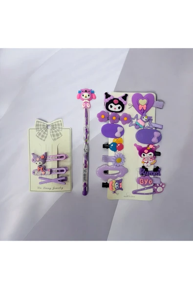 2 li kuromi silikon kartela toka seti my melodi kuromi yumurtlayan kalem hediyeli - 3