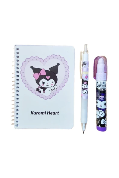 Kuromi Not Defteri 07 Versatil Kalem Yumurtlayan Roket Silgi ( 3 Lü Set ) Kromi