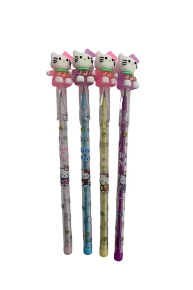 Hello Kitty Başlı 4 Adet Bitmeyen Kurşun Kalemler Figürlü Kurşun Kalem Yumurtlayan