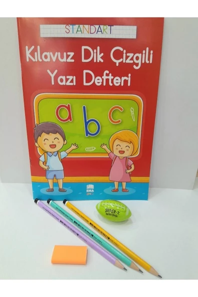 KILAVUZ DİKÇİZGİLİ YAZI DEFTERİ-FATİH ÜÇGEN KALEM-SİLGİ KALEMTRAŞ SETİ