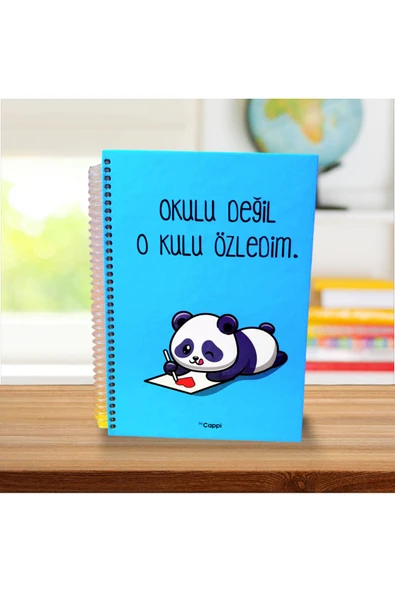 PANDA mavi Renk yazılı sözlü sert kapak OKUL DEFTERİ Günlük Anı defteri NOT DEFTERİ VE AJANDA - 1