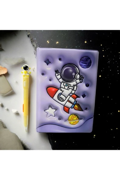 ASTRONOT 3 Boyutlu  yumuşak sukuşi Kapak Hatıra Defteri Günlük Anı Defteri -ASTRONOT ışıklı kalem - 2