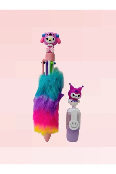 1 adet  kuromi my melodi peluş tükenmez kalem -1 ADET kuromi fosforlu kalem hediyeli set