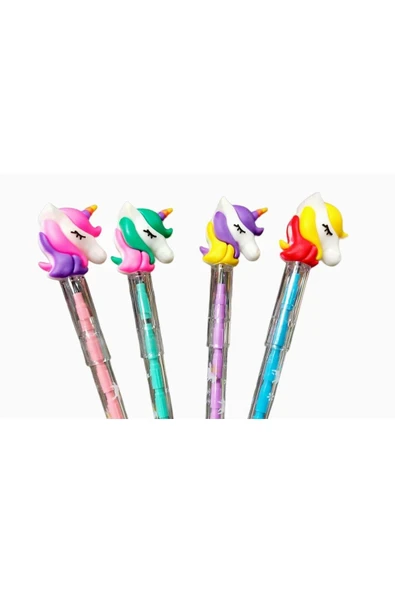 Unicorn Başlıklı Yumurtlayan Kurşun Kalem 4 Lü Set Unicorn Face