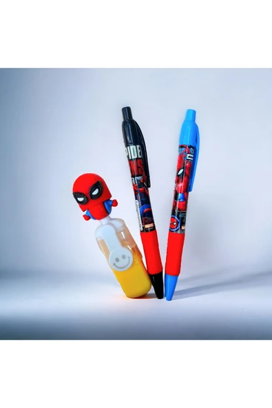 çilekhomeavm 2 adet spiderman versatil kalem- spiderman fosforlu kalem seti