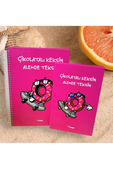 PEMBE yazılı sözlü sert kapak  OKUL DEFTERİ -hatıra Günlük Anı defteri NOT DEFTERİ VE AJANDA 2 li ürün görseli