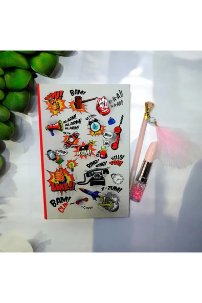 yazılı sözlü sert kapak Hatıra Defteri Günlük Anı defteri taşlı tüylü kalem ve ruj kalem