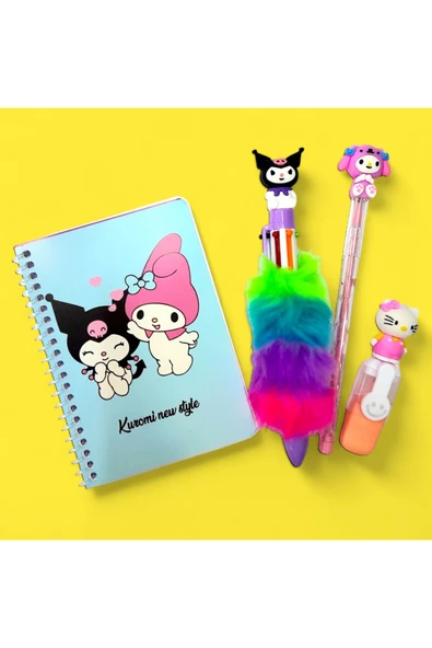 Kuromi not defteri ve Kuromi sanrio hello kitty kalem seti