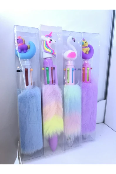 Peluş Tüylü Tükenmez 6 Renk