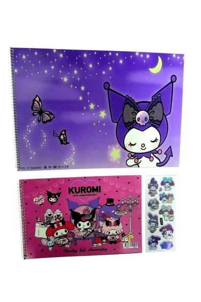 KUROMİ BÜYÜK VE KÜÇÜK BOY 2 ADET RESİM DEFTERİ STİCKER HEDİYELİ.