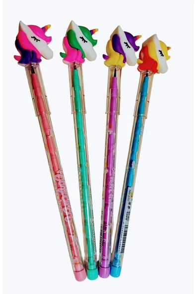 Unicorn Başlıklı Yumurtlayan Kurşun Kalem 4 Lü Set Unicorn Face - 2