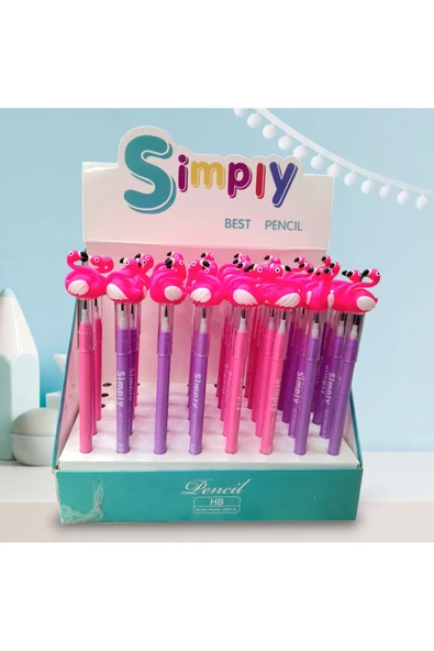 flamingo Yumurtlayan Kurşun Kalem Ve Figürlü Başlık Seti kız 12 Kalem 12 Başlık