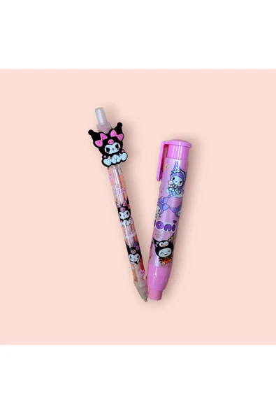 KUROMİ  versatil kalem-KUROMİ kalem silgi seti pembe - 3