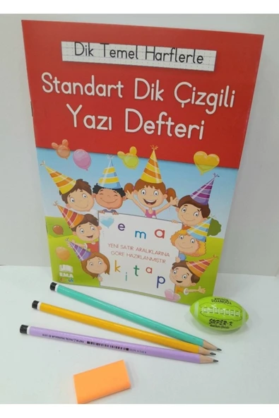 STANDART DİKÇİZGİLİ YAZI DEFTERİ-FATİH ÜÇGEN KALEM-SİLGİ KALEMTRAŞ SETİ