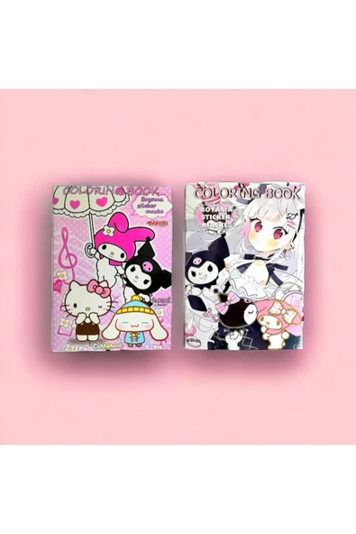 My Melody Kuromi Hello Kitty 16 sayfa Boyama Kitabı Sticker Maske Seti - 3