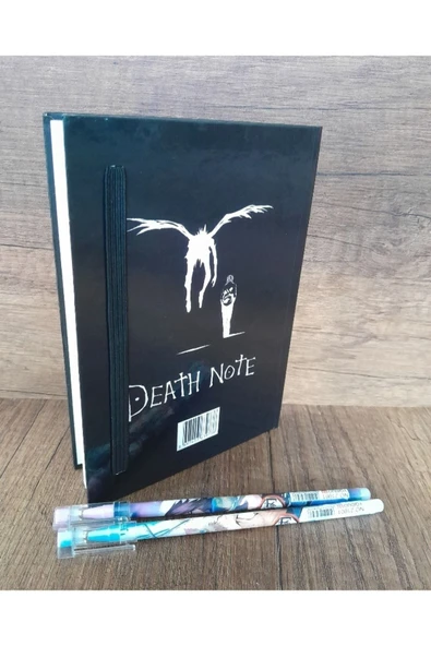 Death Note Anime sert Kapaklı lastikli Defter-2 adet Death Note Anime kalem - 2