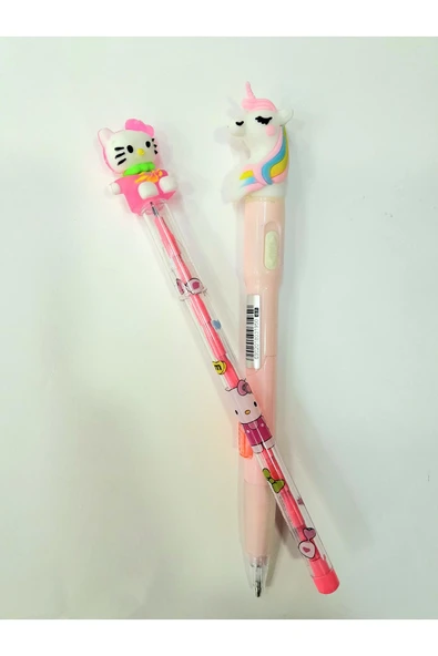 Hediyelik Unicorn Işıklı Versatil Kalem - Hello Kıtty Yumurtlayan Kalem Seti