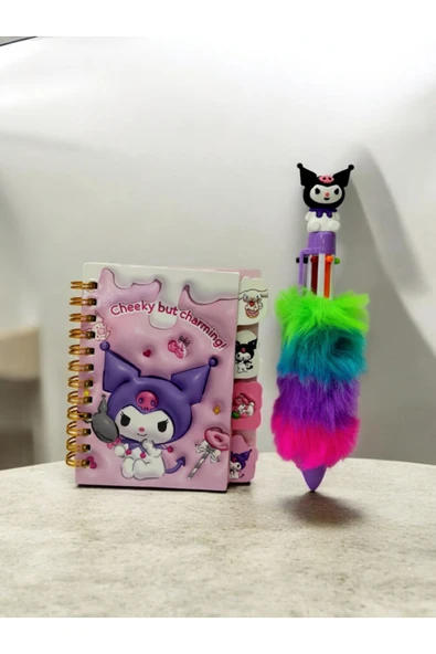 kuromi  6 renk tükenmez kalem-kuromi mini not defteri