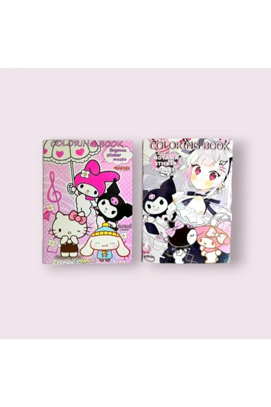 My Melody Kuromi Hello Kitty 16 sayfa Boyama Kitabı Sticker Maske Seti - 2