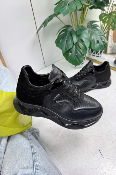 Günlük Erkek Ayakkabı Hakiki Deri Bağcıklı Yüksek Taban Süet ve Desen Detay Bilek Destek Sneaker 720 - 2