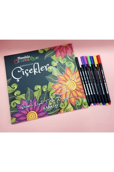 Mandala Rahatlatan Çiçekler Serisi + 8 Renk Boyama Kalemi 104927