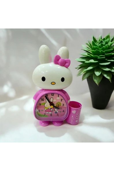 pembe Renk Hello Kitty Tasarımlı Çalar Saat 16x9 - Resim 2