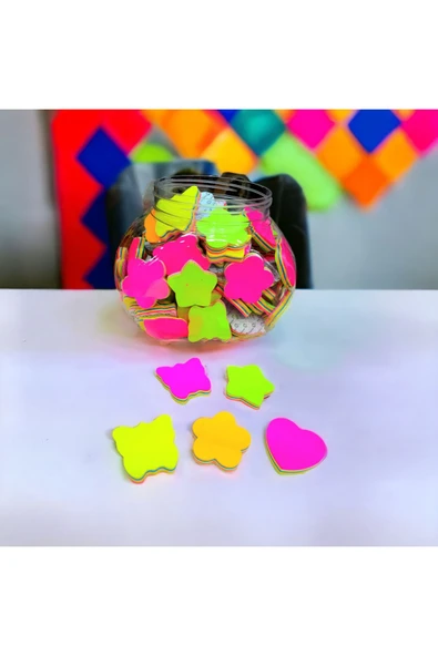 RENKLİ ŞEKİLLİ POSTİT KAGIT  Postit Yapışkanlı Kağıt 5  Adet - 2