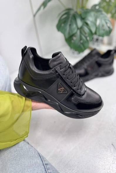 Günlük Erkek Ayakkabı İç Dış Hakiki Deri Bağcıklı Kalın Yüksek Taban Bilek Destek Hafif Sneaker 721