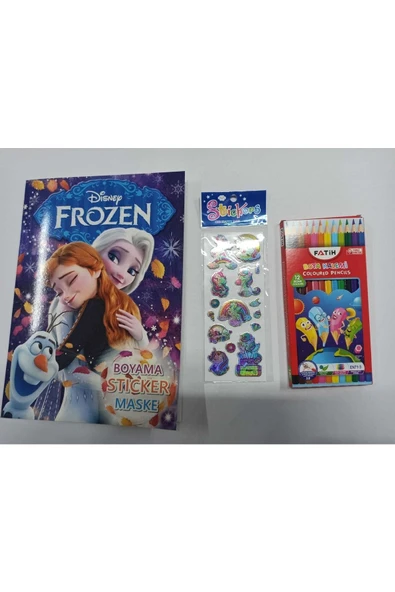 Boyama Kitabı + Sticer+ Kuru Boya Elsa