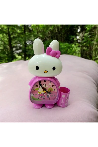 pembe Renk Hello Kitty Tasarımlı Çalar Saat 16x9 - Resim 3
