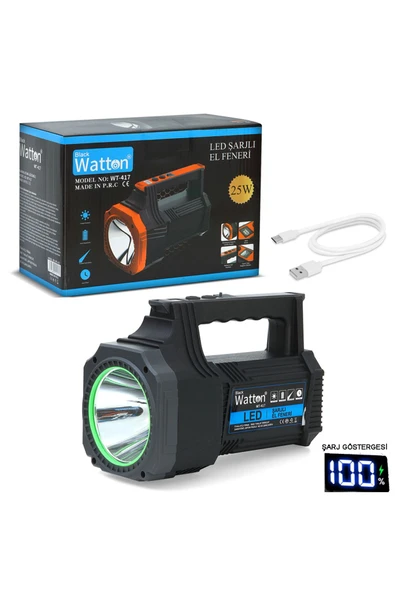 Watton   Led Şarjlı El Feneri 25W WT-417