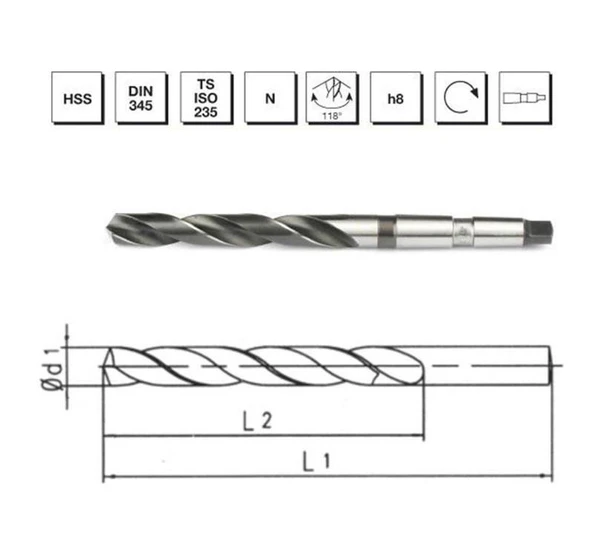 Makina Takım HSS DIN 345 Mors Konik Saplı Matkap Ucu 14.5 mm-MTE B00007401450
