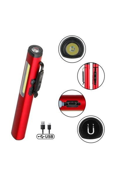 Watton   Şarjlı Mıknatıslı Çalışma Lambası Cep Feneri WT-307-S - 4