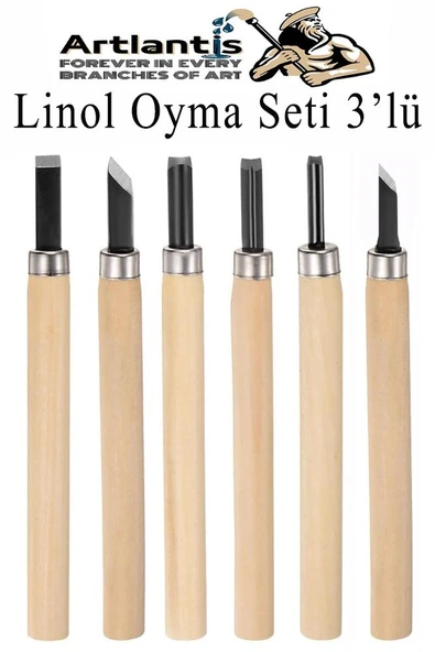 Linol Oyma Seti 6 Parça 1 Paket Kretuar Bıçağı Linol Oyma Kesme Bıçak Seti 6 Bıçaklı Linolyum Baskı Ahşap Saplı - 5