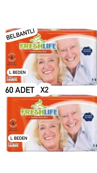 Freshlife Belbantlı Büyük Boy L 30'lu 2 Adet Hasta Bezi