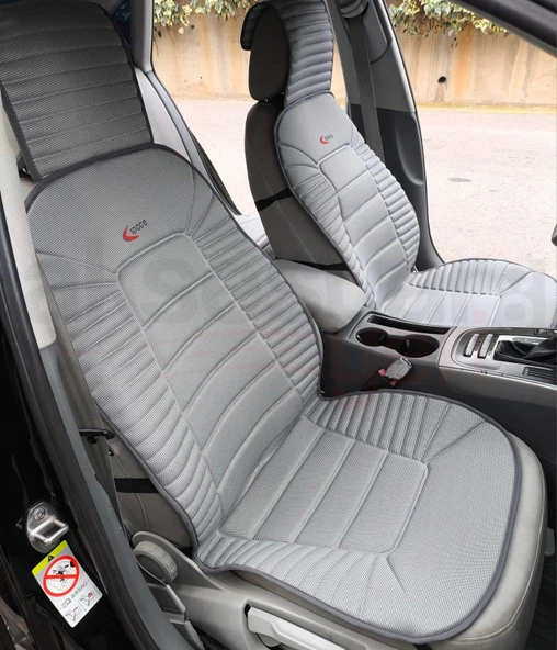 3'lü Gri Oto Koltuk Minderi Set-Ergonomik Lüks Koltuk Minderi Gri-Ön 2 Koltuk ve Arka Oturak - 5