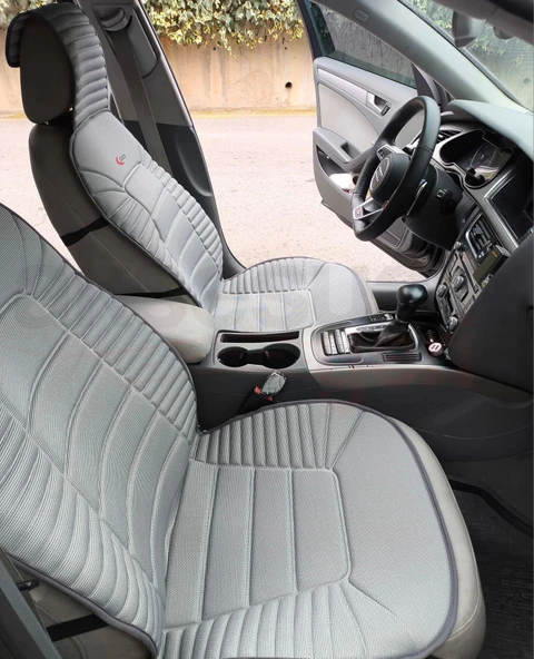 3'lü Gri Oto Koltuk Minderi Set-Ergonomik Lüks Koltuk Minderi Gri-Ön 2 Koltuk ve Arka Oturak - 2