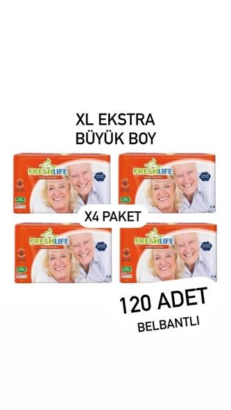 Freshlife Belbantlı Ekstra Büyük Boy XL 30'lu 4 Adet Hasta Bezi