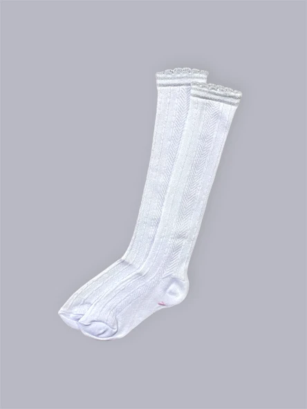 Kız Çocuk Desenli Diz Altı Çorap M00709 - 2