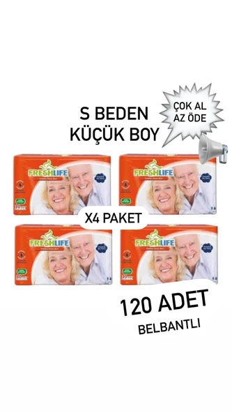 Freshlife Belbantlı Küçük Boy S 30'lu 4 Adet Hasta Bezi